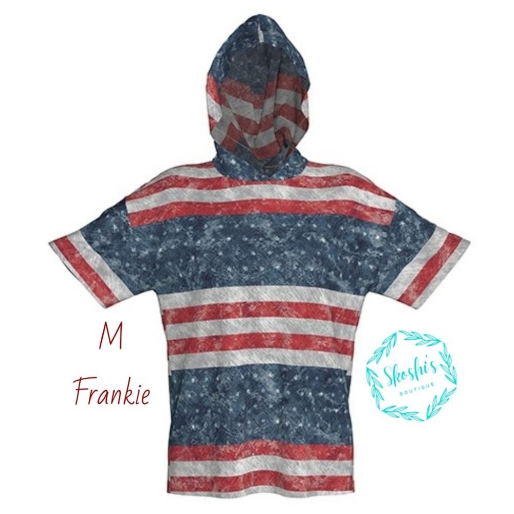 LuLaRoe Frankie Patriotic Striped Hoodie